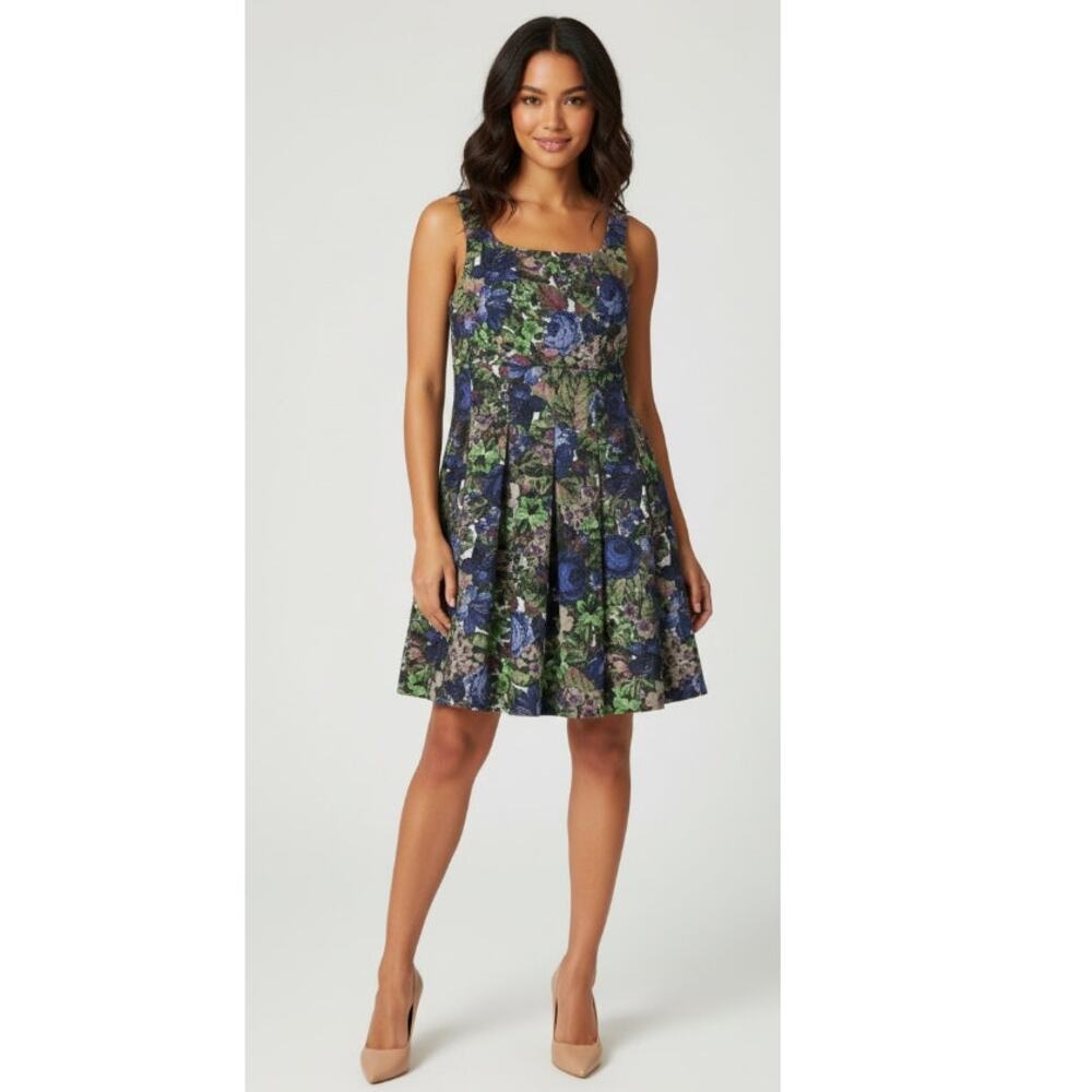 DARLING WOMENS XLARGE ALICE FLORAL FLARE OCCASION DRESS BLUE NEW
